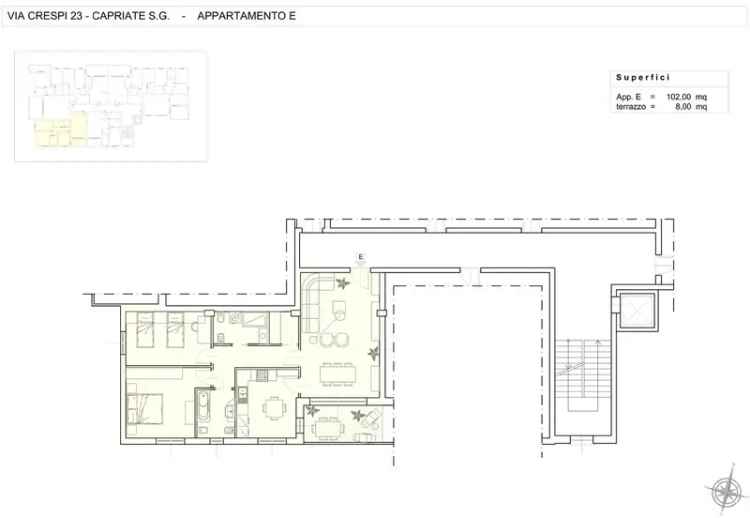 Trilocale in vendita in Via Crespi 23, Capriate San Gervasio -  n° 487189