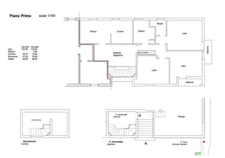 Appartamento in Via Pascal, Modena, 5 locali, 2 bagni, garage, 135 m²